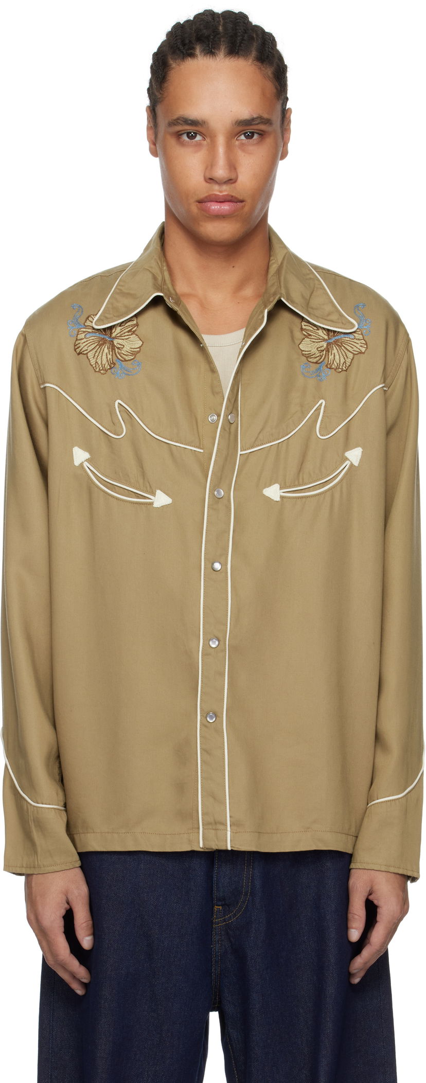 Skjorta Nudie Jeans Nudie Jeans Gonzo Cowboy Flower Shirt Brun | 140885