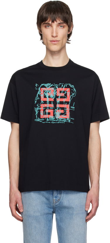 T-shirt Givenchy Givenchy 4G Sketch Print Regular Fit T-Shirt Svart | BM71MG3YQD001, 0