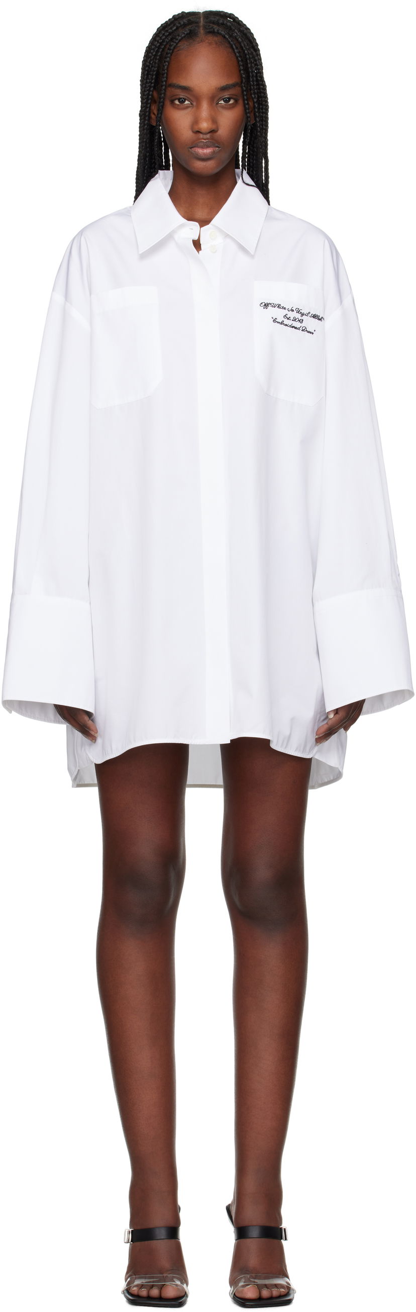 Skjorta Off-White Off-White Poplin Roxy Shirt Dress Vit | OWDG009S25FAB0010110