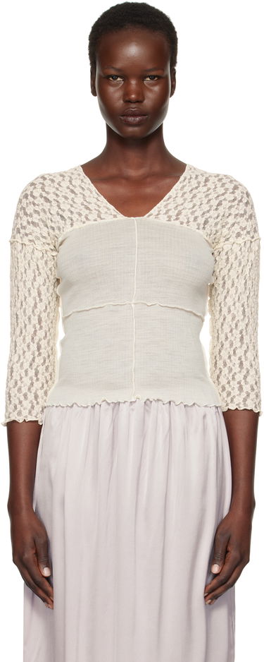 Crop top Baserange Nehru Long Sleeve T-Shirt Vit | TONLS-LA-SP25, 0
