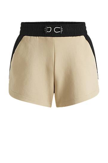Shorts BOSS Cotton Blend Active Shorts with Contrast Back Beige | 50541331, 0