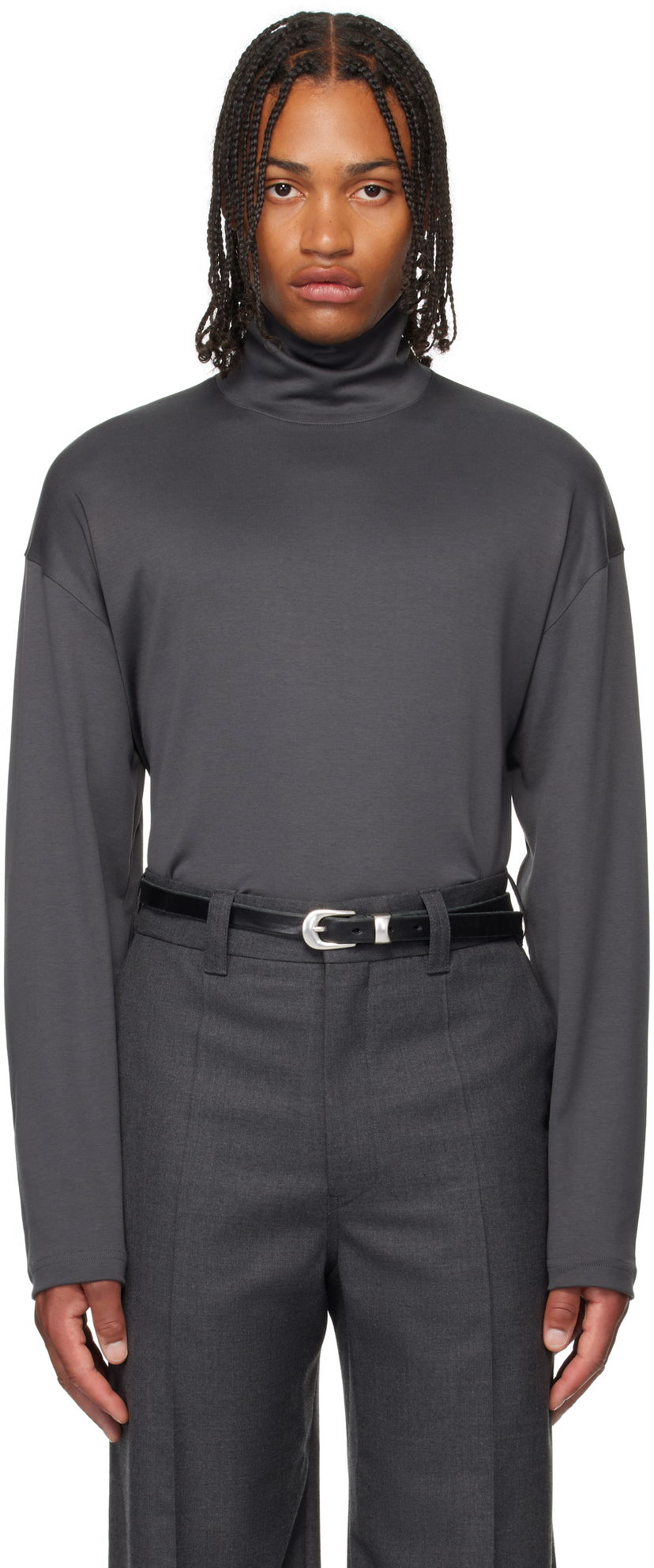 T-shirt LEMAIRE Lemaire Relaxed Mock Neck T-Shirt Grå | TO1467 LJ1043
