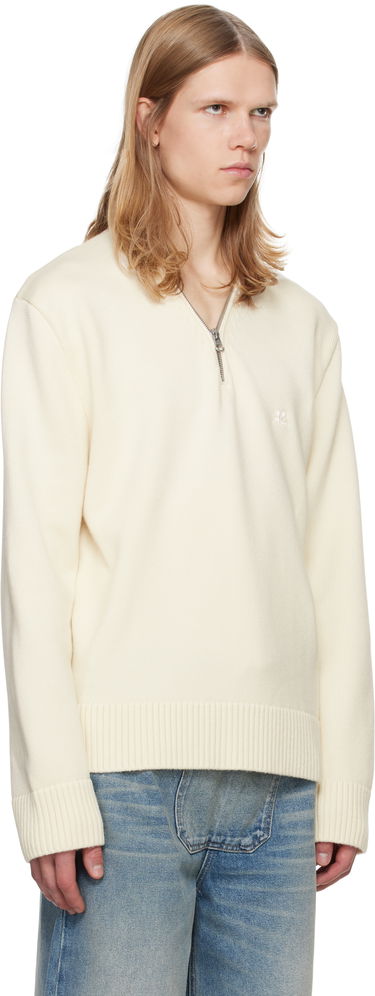 Sweater Courrèges Zipped Wool Sweater Vit | 324MPU179FI0036, 1