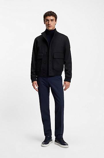 Bomberjacka BOSS Wool-cashmere blouson-style coat with knit trims Svart | 50551091, 1
