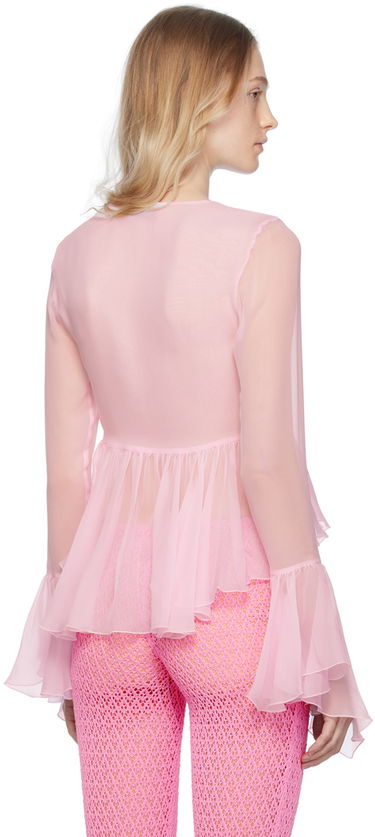 Skjorta Blumarine Blumarine Ruffled Tie-Front Blouse Rosa | P344C005A, 2