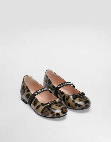 Sneakers och skor Dolce & Gabbana Dolce & Gabbana Printed Shiny Calfskin Ballet Flats Brun | D11294AM568HA93M, 2