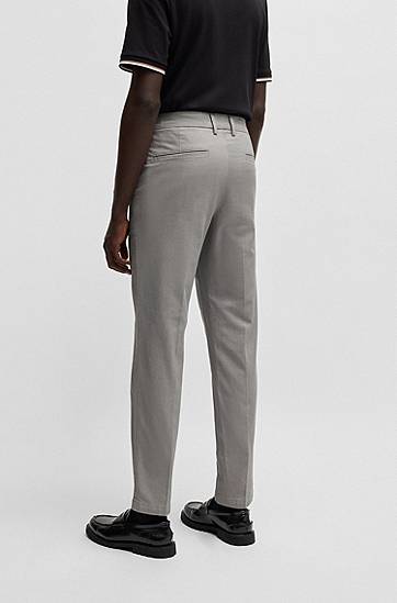 Byxor BOSS Regular Fit Micro-Patterned Stretch Cotton Trousers Grå | 50534880, 1