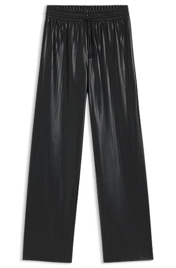 Byxor BOSS Relaxed-fit wide-leg striped faux leather trousers Svart | 50548123, 0