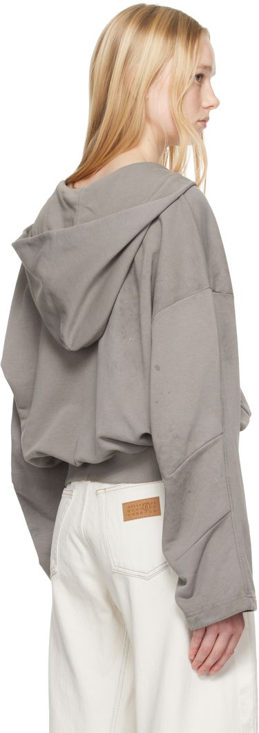 Sweatshirt Maison Margiela MM6 Maison Margiela Cropped Zip-Up Hoodie Grå | S62HG0029 M25013, 2