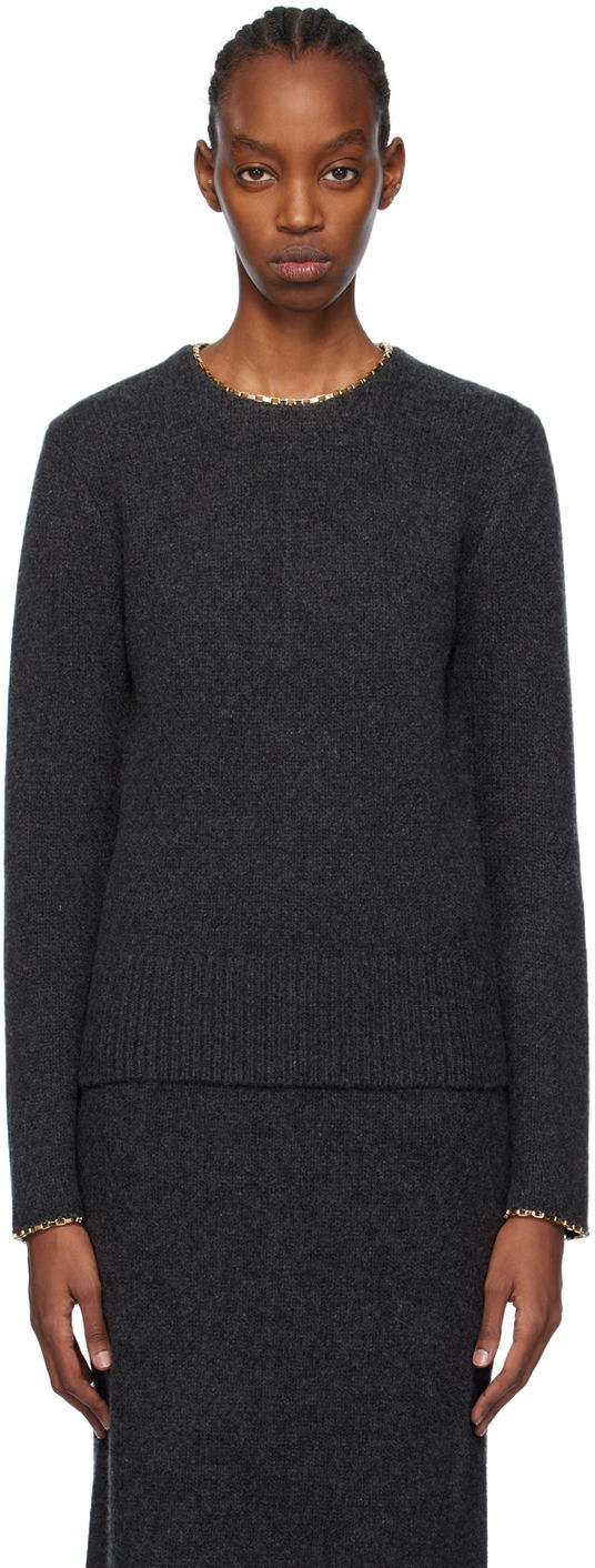 Sweater TOTEME TOTEME Chain-Edge Sweater Grå | 241-WRT1015-YA0004