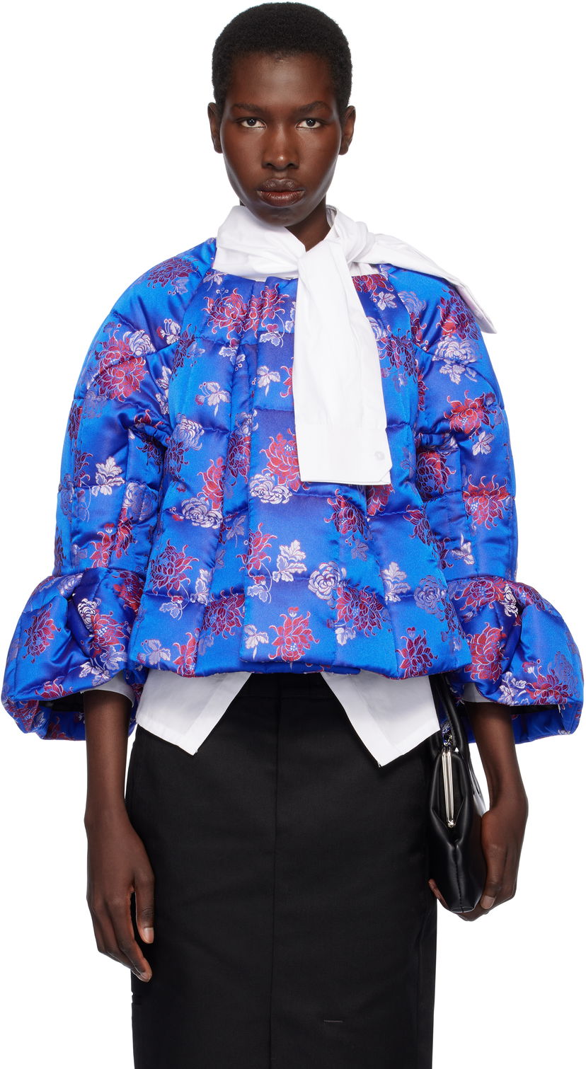 Pufferjacka Comme des Garçons Comme des Garçons Jacquard Quilted Cropped Jacket Blå | GO-J033-051-1
