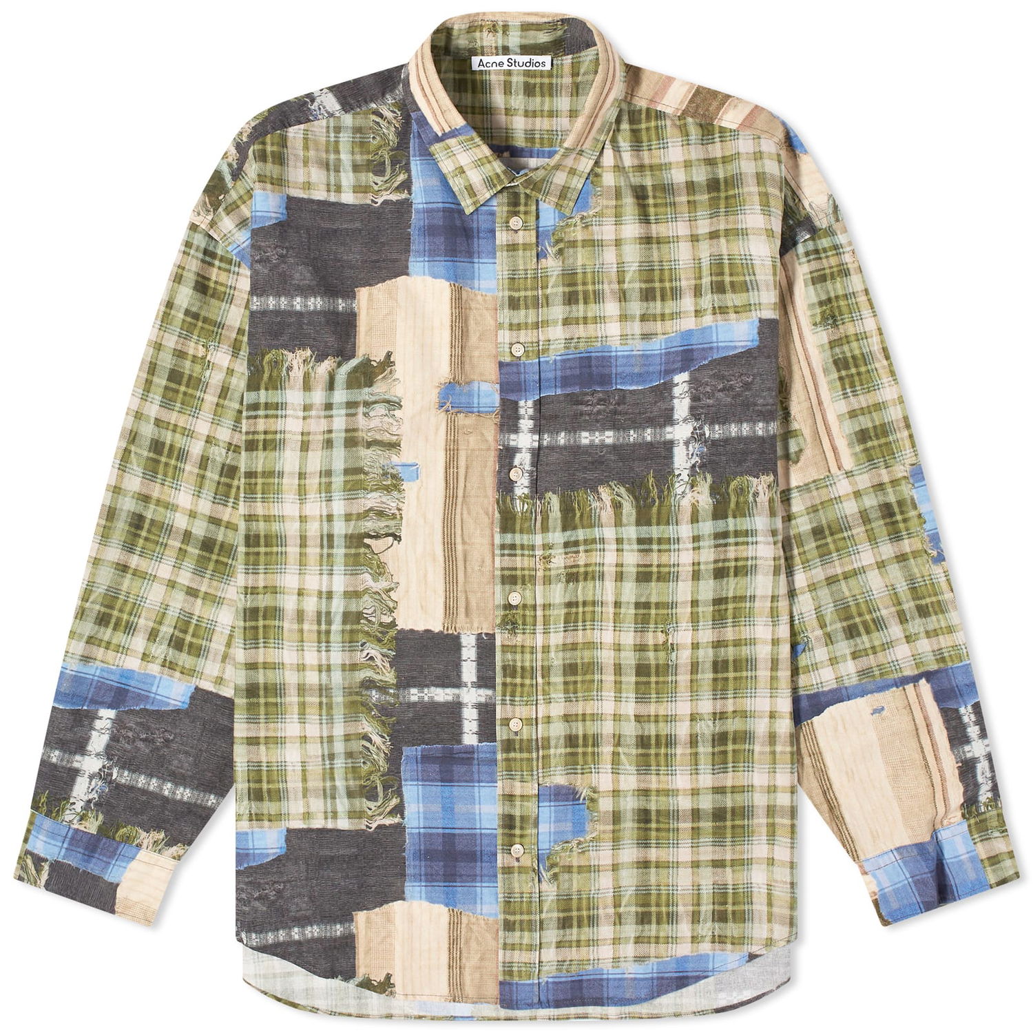 Skjorta Acne Studios Setar Towel Print Check Shirt Grön | BB0578-BHM, 0