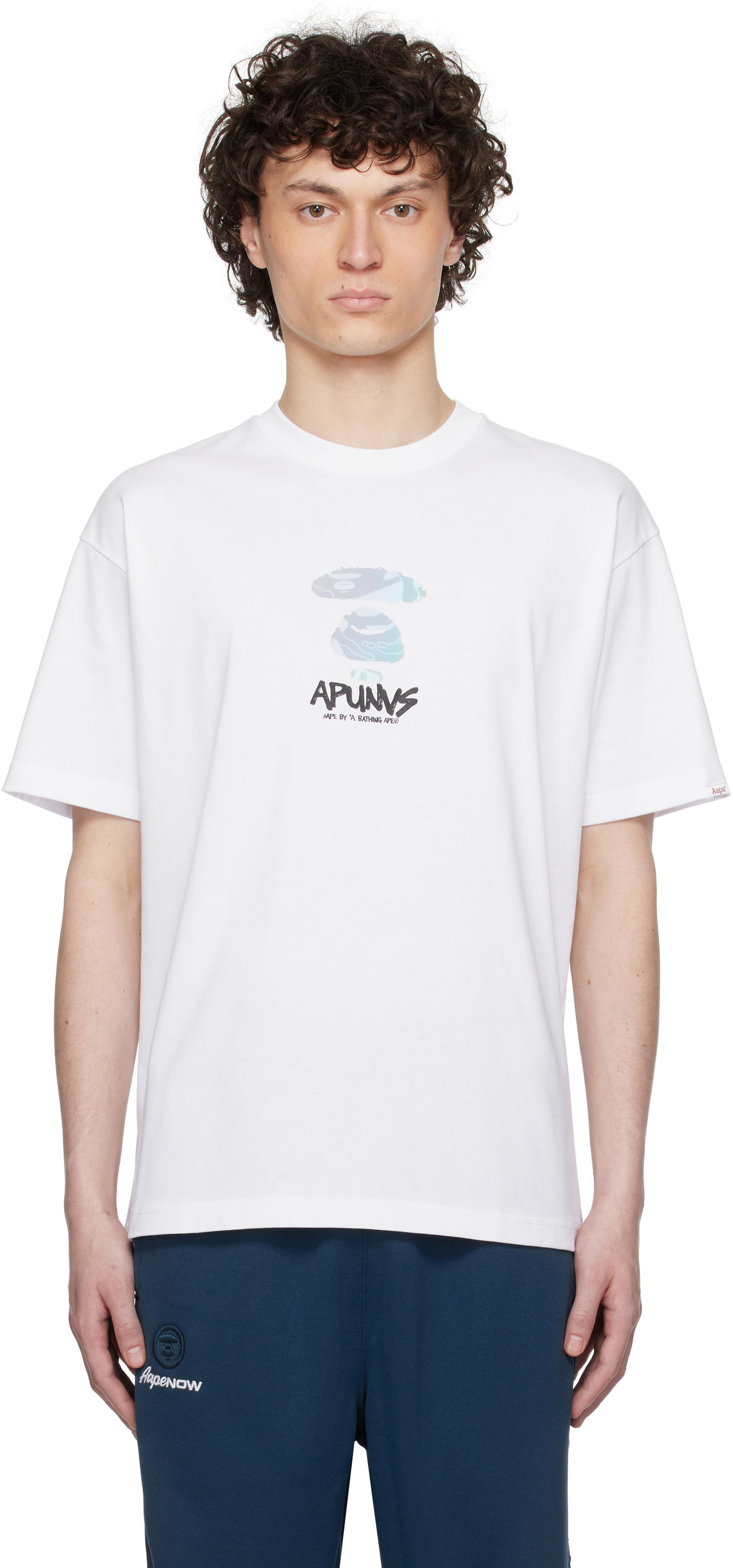T-shirt AAPE by A Bathing Ape AAPE by A Bathing Ape AAPEUNVS Moonface Logo T-Shirt Vit | AAPTEM1646XXNWHX, 0