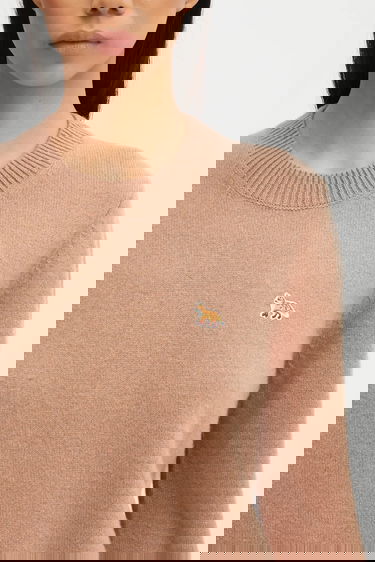 Sweater MAISON KITSUNÉ Maison Kitsuné Baby Fox Lambswool Regular Fit Crew Neck Sweater Beige | PW00817KT1006, 3