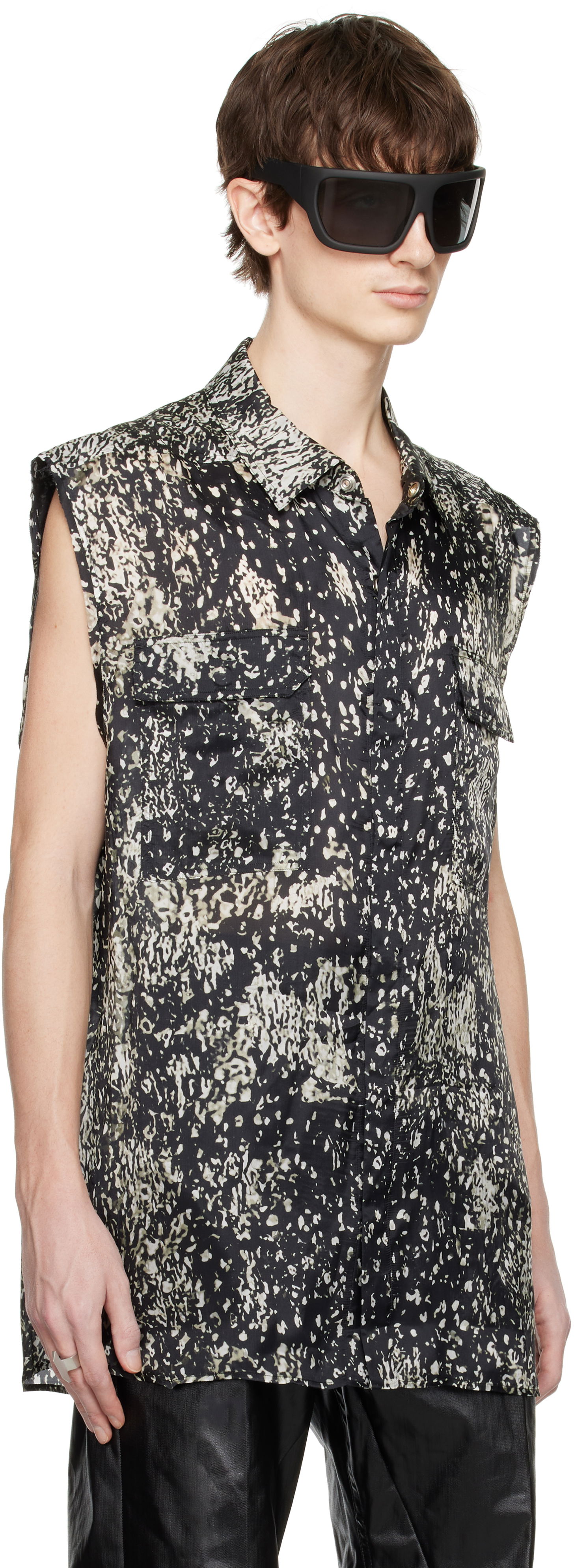 Skjorta Rick Owens Rick Owens Hollywood Jumbo Sleeveless Overshirt Svart | RU01E5239 JP1, 1