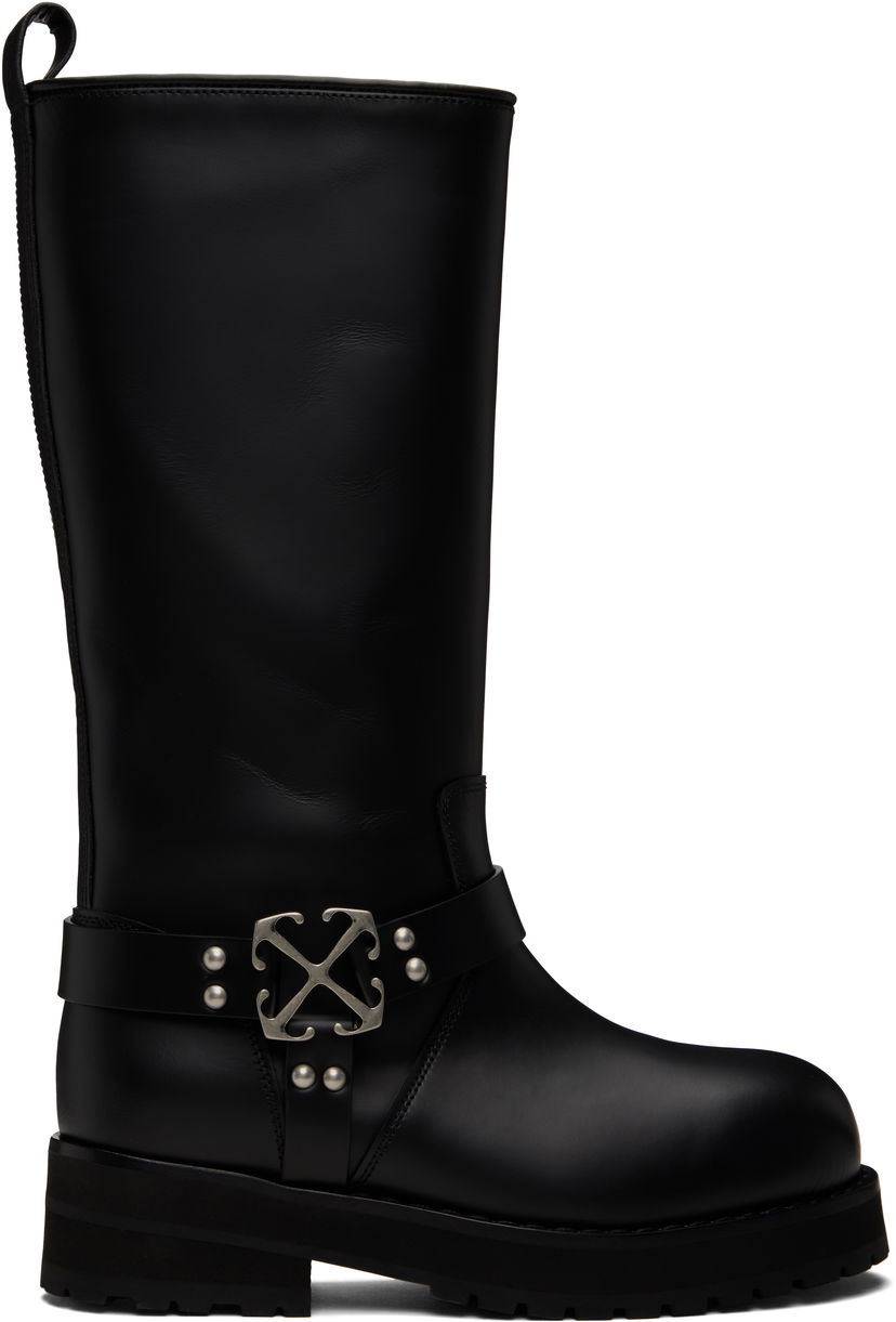Kläder Off-White Off-White Off Track Leather Boots Svart | OWIE045C99LEA0011072