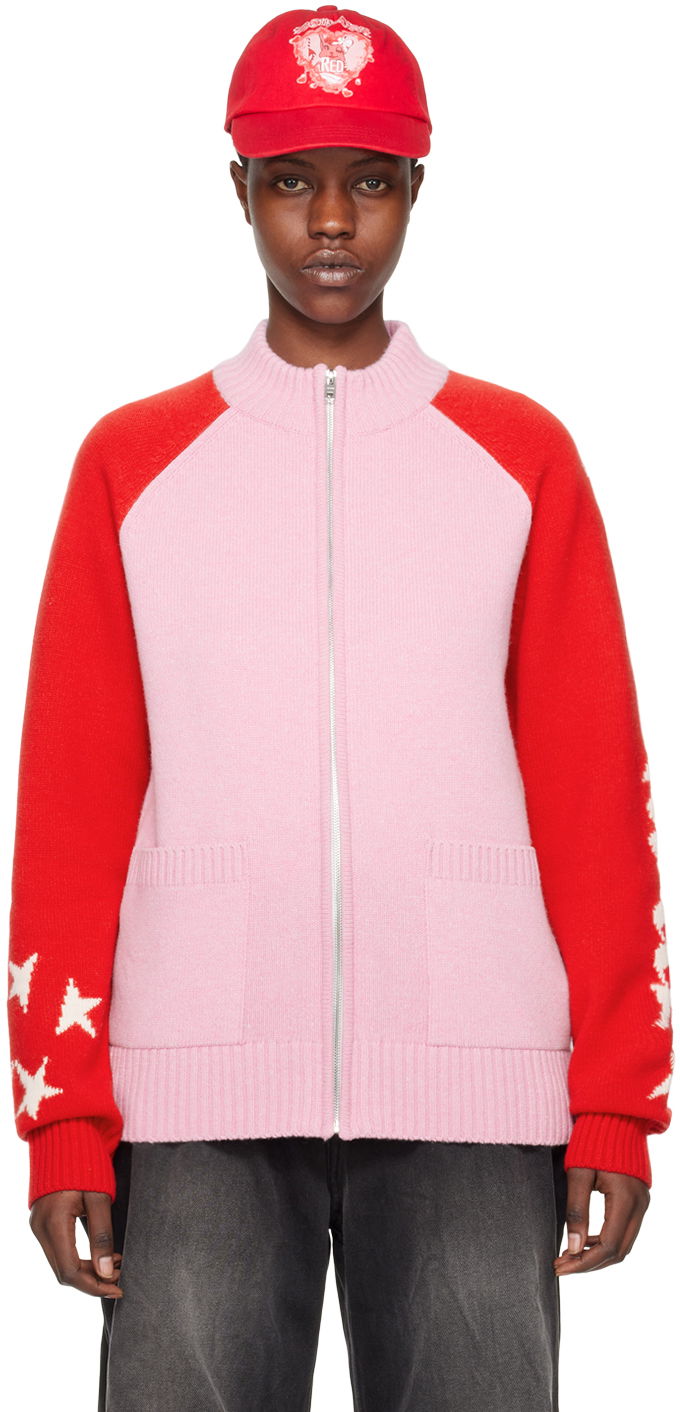 Sweater We11done We11done Zip Cardigan with Stars Rosa | WD-KJ0-24-620-U-LP