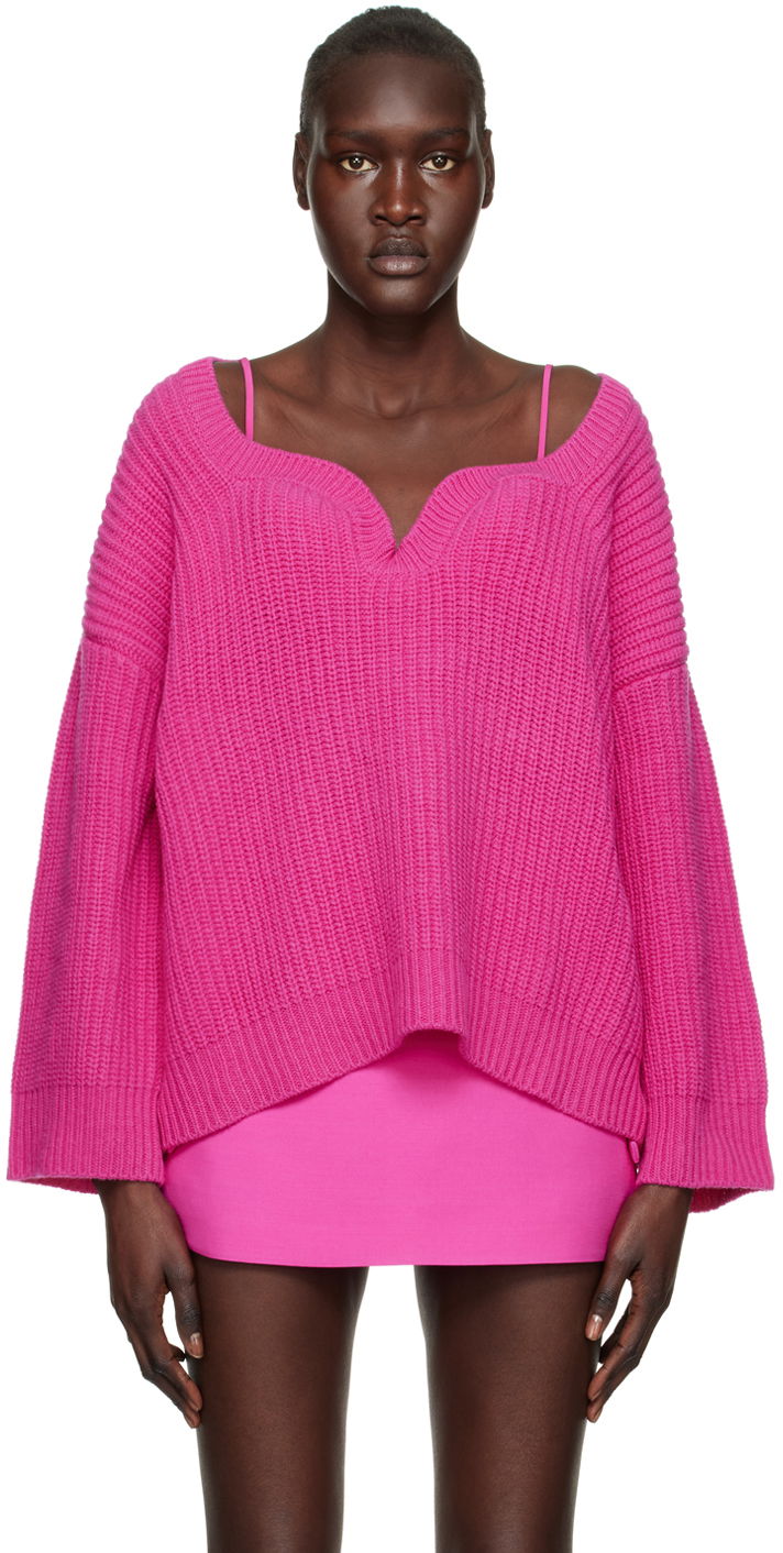 Sweater Valentino Sweetheart Neck Knitted Sweater Rosa | 1B0KC40Q7KC