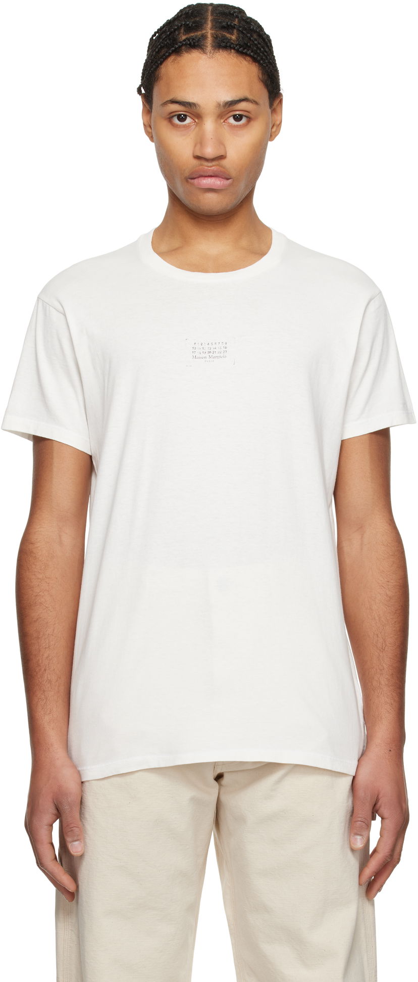 T-shirt Maison Margiela Maison Margiela Stamp Logo T-Shirt Vit | S50GC0706 S24575