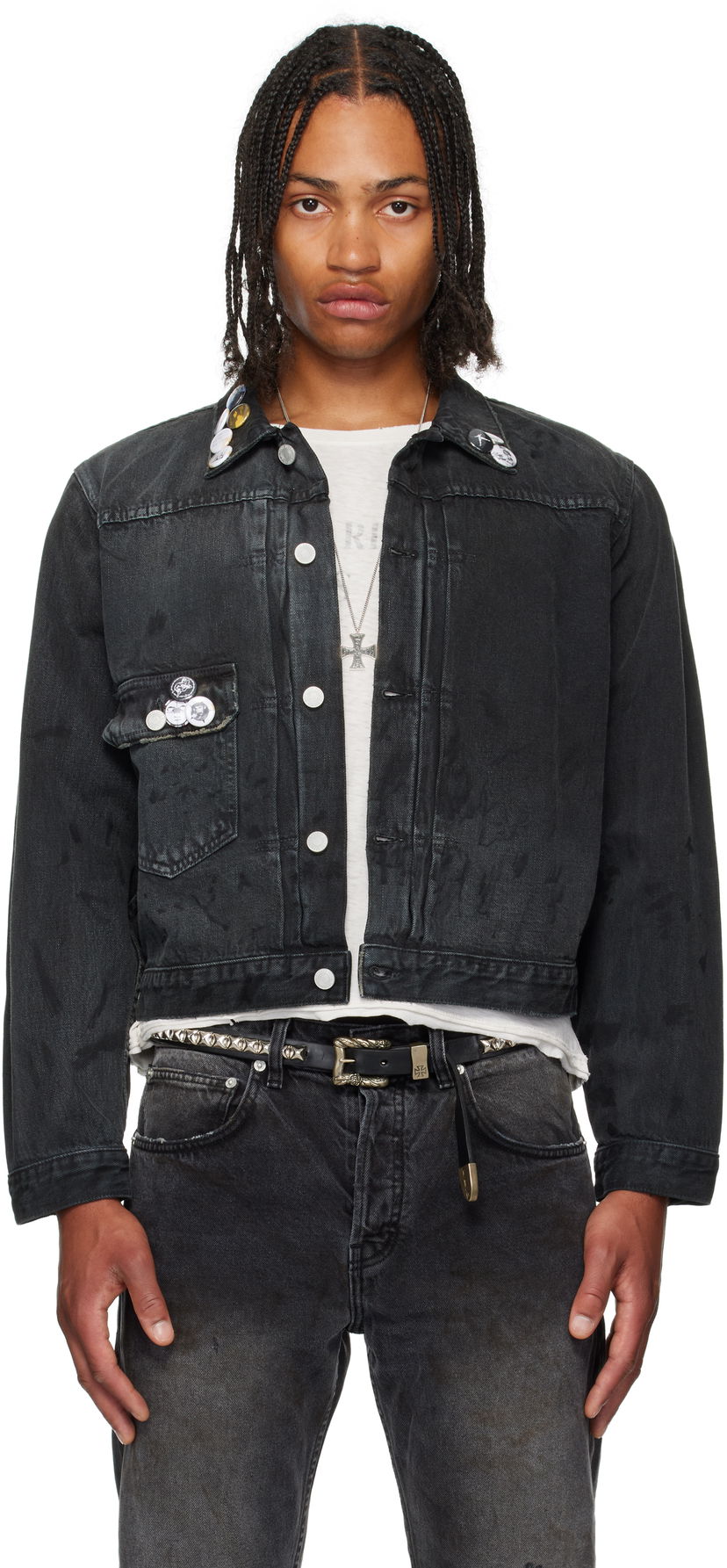 Jacka Enfants Riches Déprimés Enfants Riches Déprimés Type VII Pin Assemblage Denim Jacket Svart | 030-524