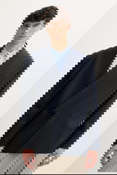 Jacka KENZO Kenzo Double-Breasted Wool Blazer Mörkblå | FE65VE1309GE, 0