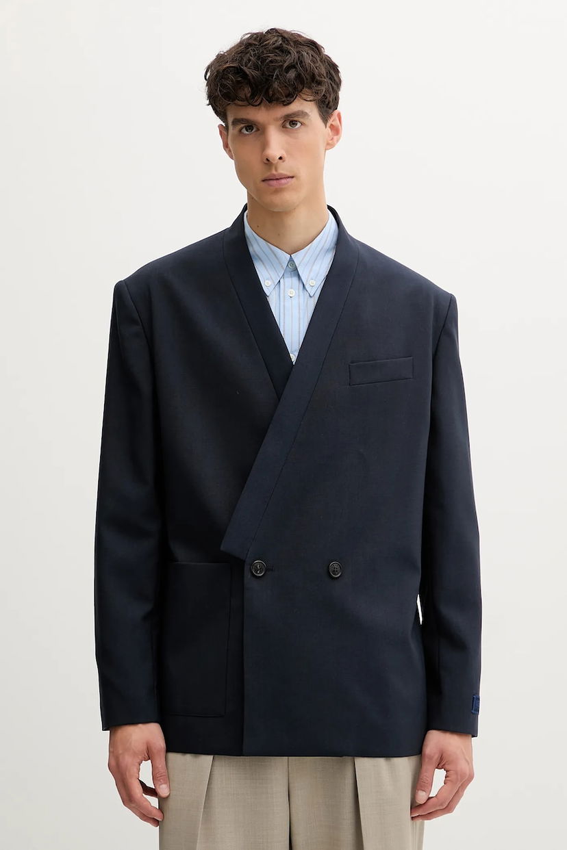 Jacka KENZO Kenzo Double-Breasted Wool Blazer Mörkblå | FE65VE1309GE