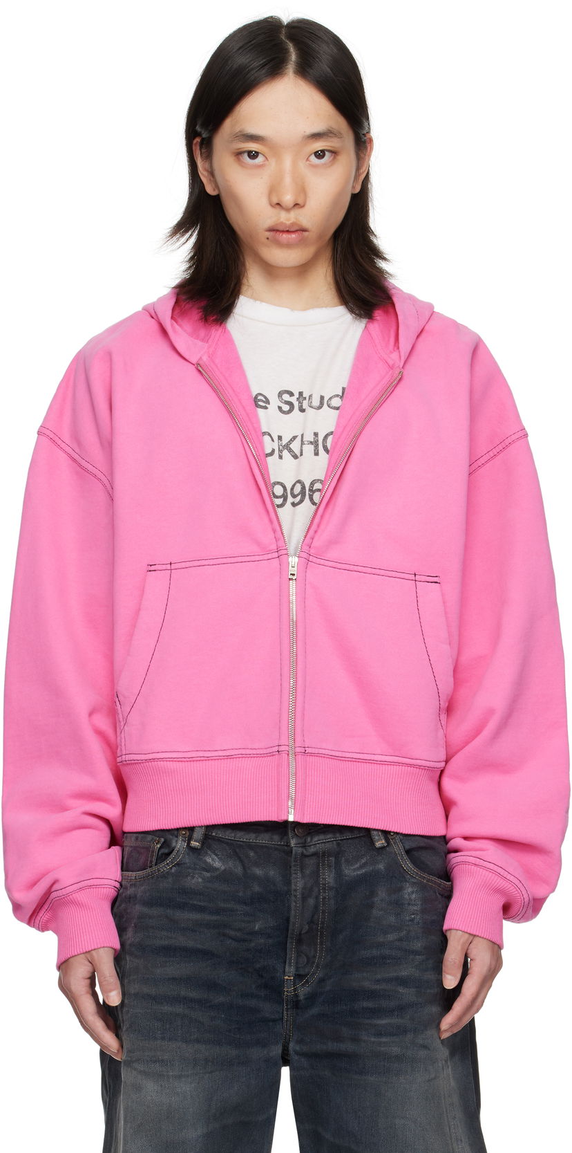 Sweatshirt Acne Studios Acne Studios Zip-Up Hoodie Rosa | CI0208-