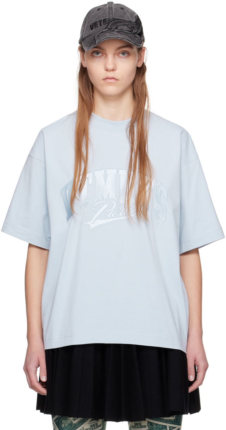 T-shirt VETEMENTS VTMNTS Embroidered Logo T-Shirt Blå | VL20TR280L, 0