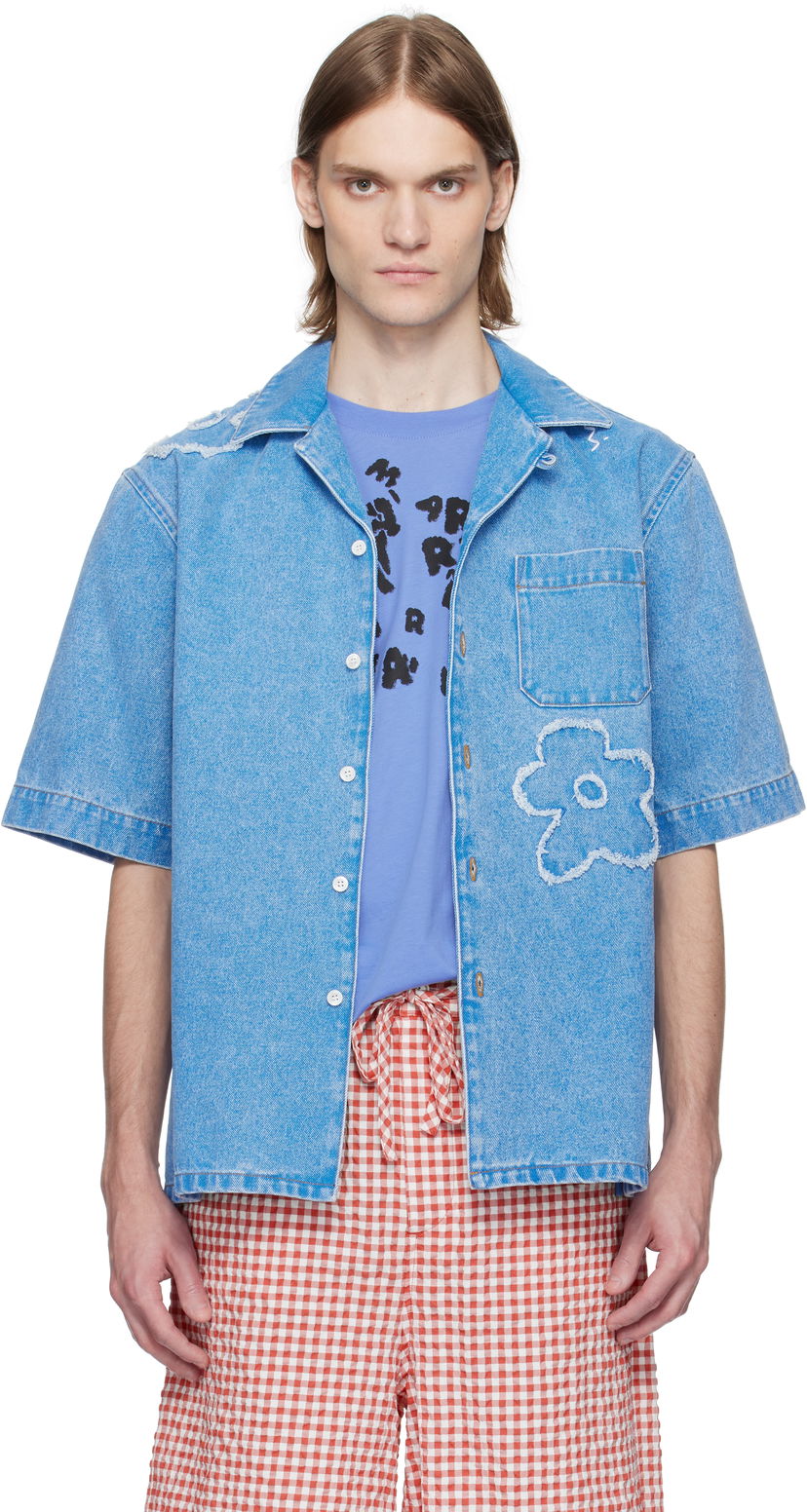 Skjorta Marni Marni Bowling Denim Shirt Blå | CUJU0017QS USCX34