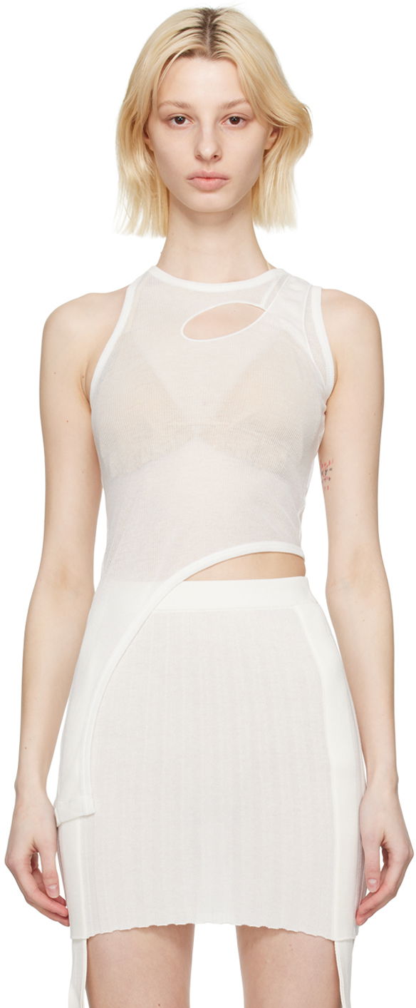 Linne Dion Lee Bone Merrow Asymmetrical Tank Top Vit | C3133S23