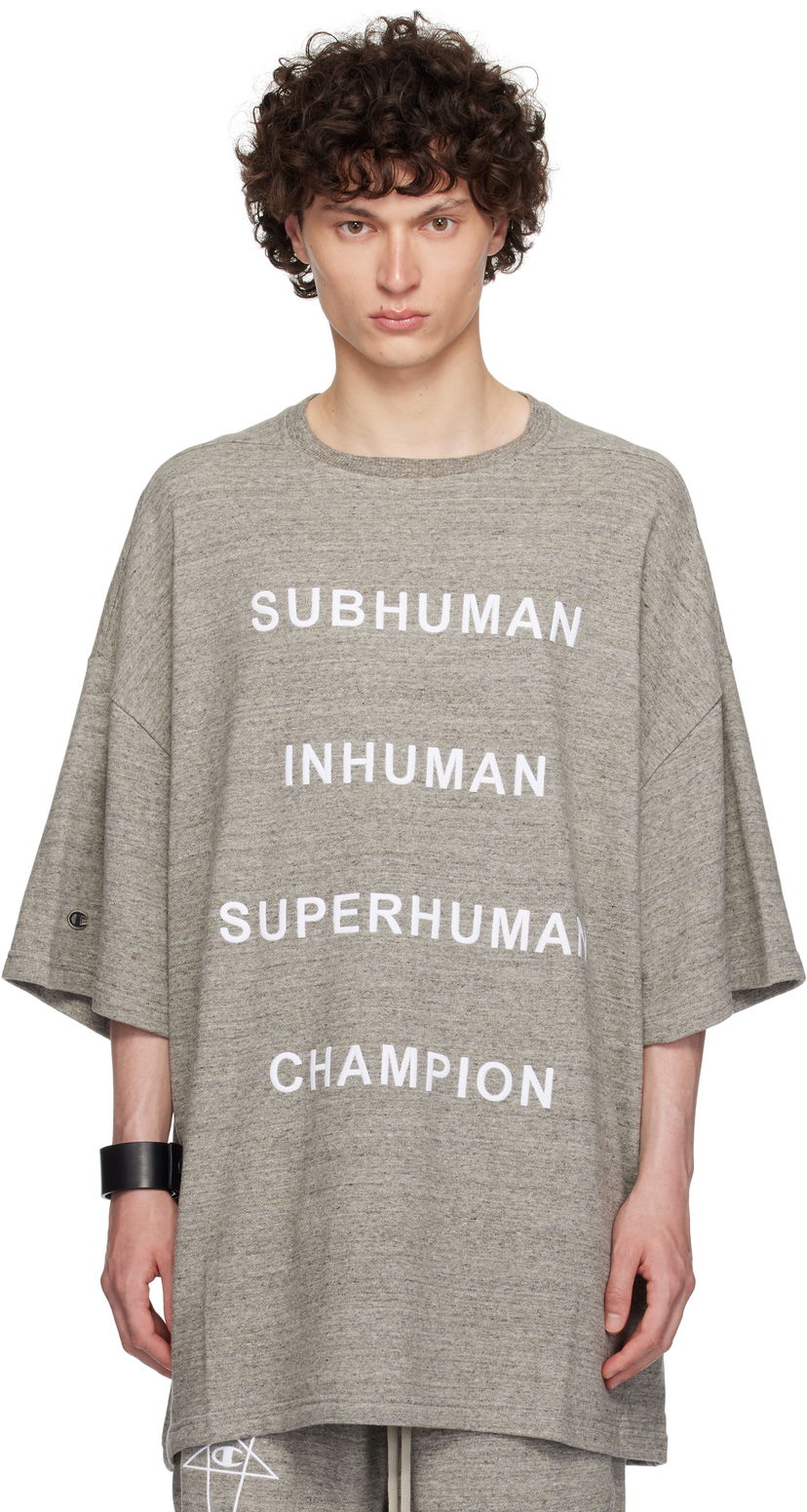 T-shirt Rick Owens Rick Owens Champion Edition Tommy T-Shirt Grå | CM01E1674 CHMJ MELANGE JERSEY