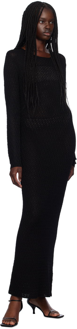 Klä TOTEME TOTEME Long-Sleeve Maxi Dress Svart | 243-WRD0130-YA0040, 3