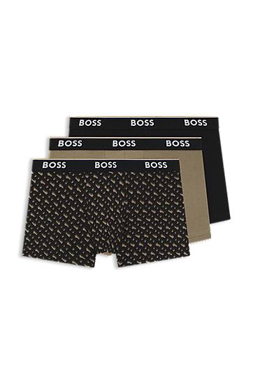 Boxare BOSS Assorted three-pack of solid and patterned trunks in stretch cotton Flerfärgad | 50554443, 0