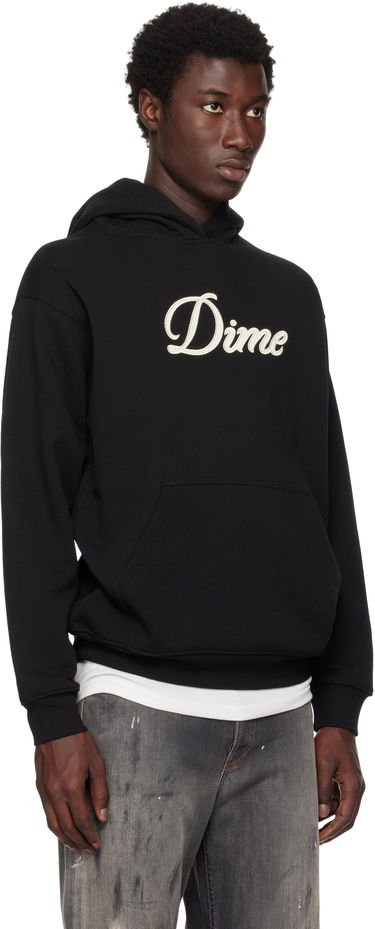 Sweatshirt Dime Cursive Hoodie Svart | DIMESU2543BLK, 1