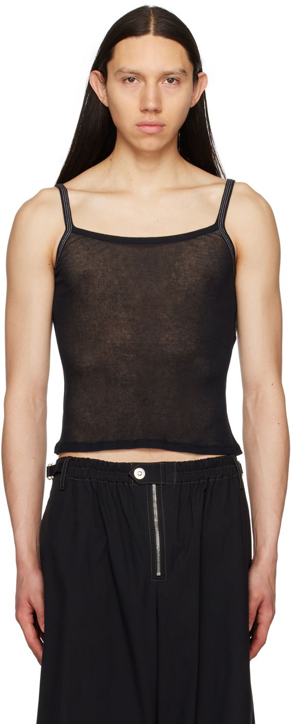 Linne Dion Lee Semi-Sheer Tank Top Svart | C3132S23