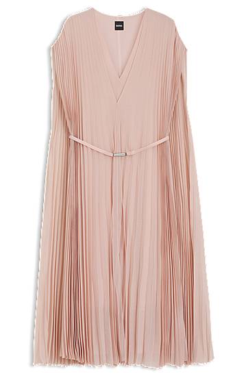 Klä BOSS Pleated Chiffon Overlay Dress with Belt Rosa | 50548050