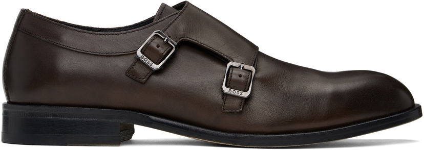 Kläder BOSS Leather Monkstraps with Flexible Sole Brun | 50536161