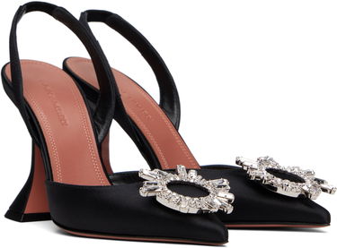Sneakers och skor Amina Muaddi Amina Muaddi Begum Slingback Heels Svart | BEGUM SLING SATIN, 3