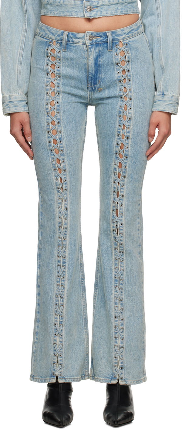 Jeans Ksubi Ksubi Soho Dove Lace-Up Flare Jeans Turkos | WFA23DJ022