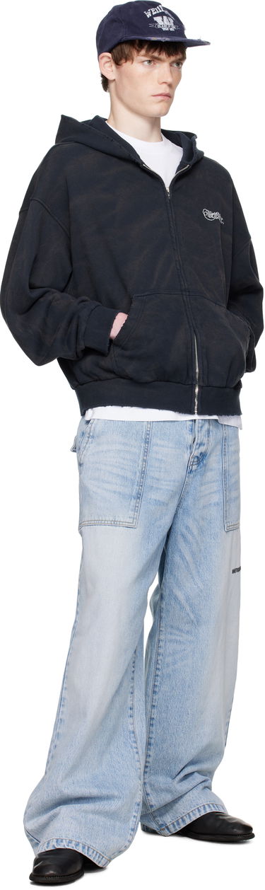 Sweatshirt We11done We11done Gothic Logo Zip-Up Hoodie Svart | WD-TJ2-25-845-U-NV, 3