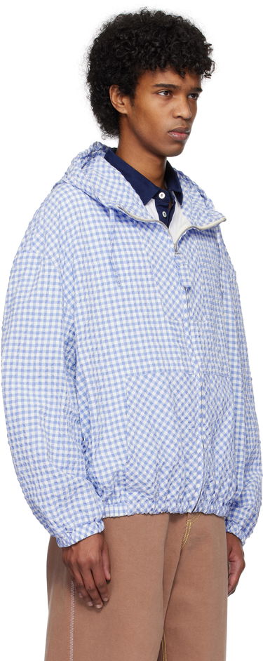 Vindjacka Marni Marni Gingham Seersucker Hooded Jacket Blå | JUMU0179SU UTN929, 1