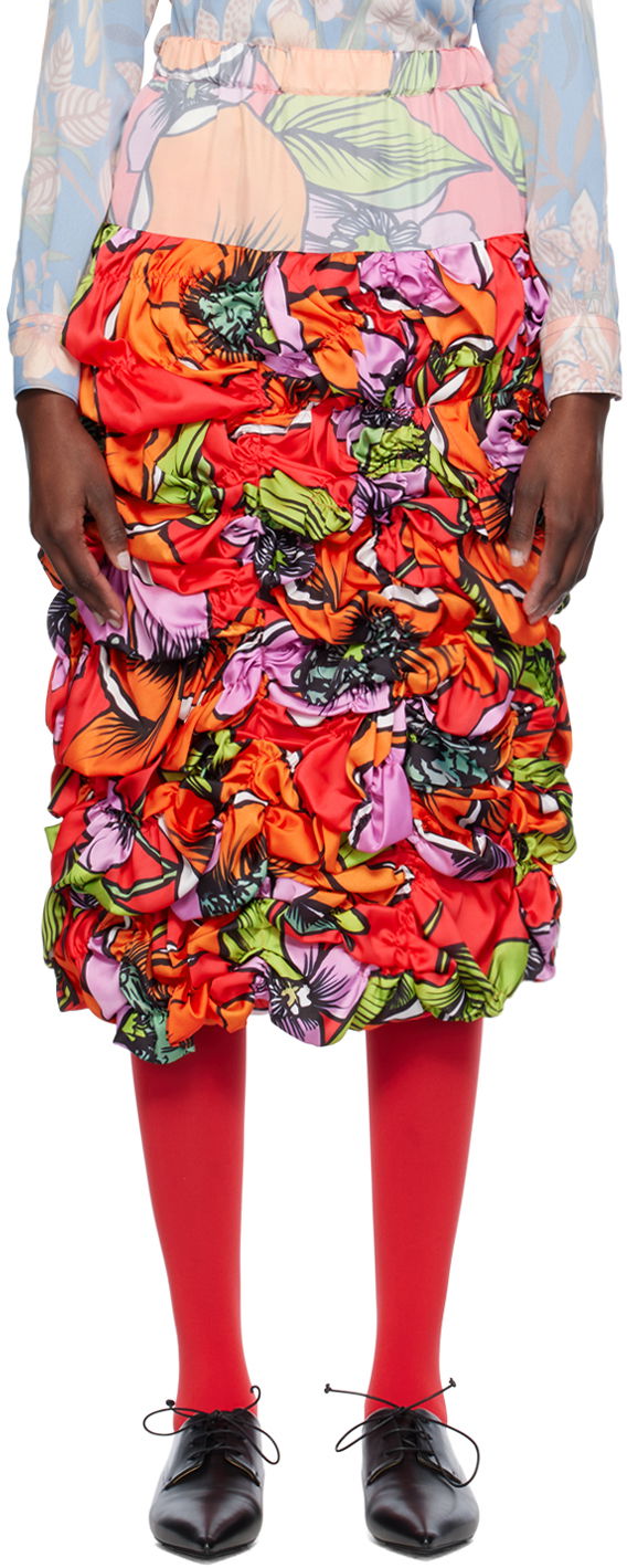 Kjol Comme des Garçons Floral Print Midi Skirt Röd | GM-S013-051