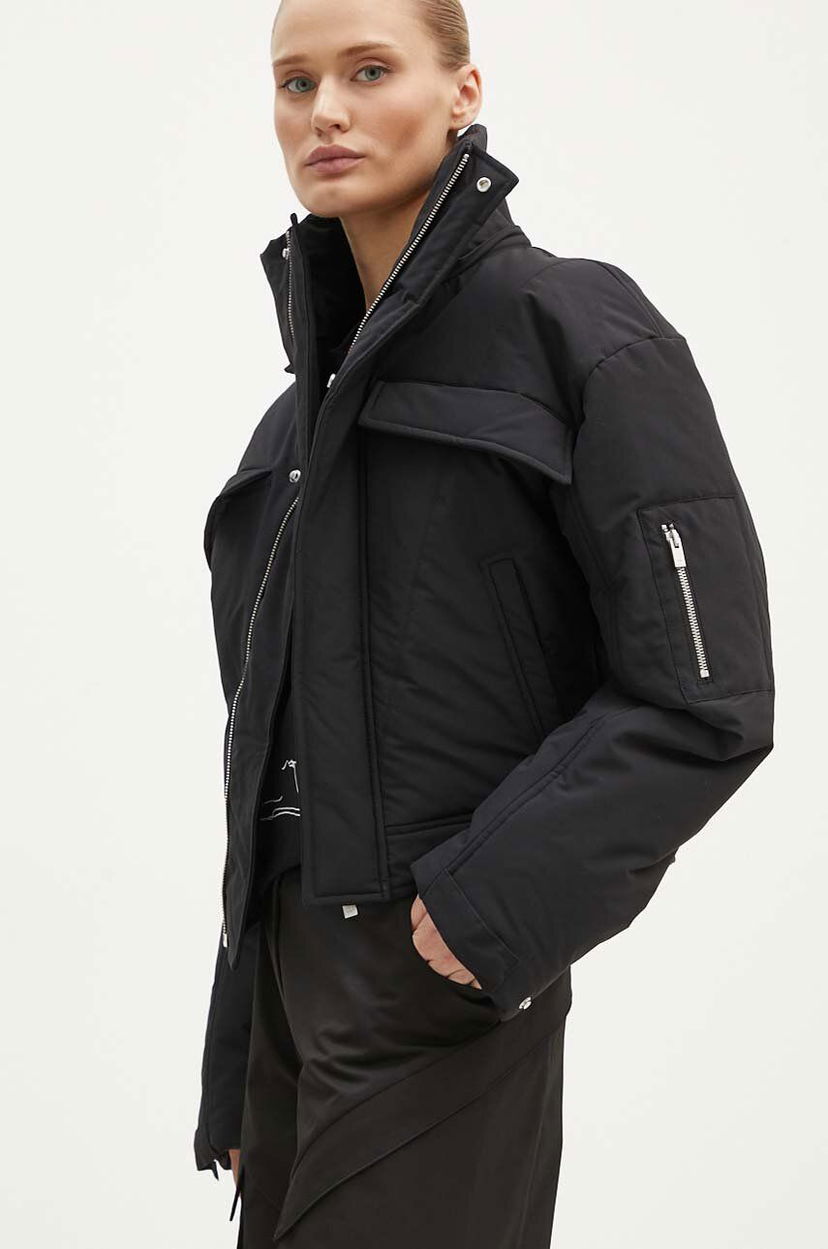 Pufferjacka HELIOT EMIL Cropped Asymmetrical Puffer Jacket Svart | PREAW24.W.02.132