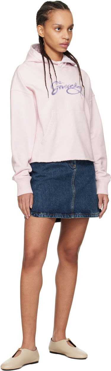 Sweatshirt Givenchy Givenchy Cropped Snake Print Fleece Hoodie Rosa | BWJ03MP705680, 3