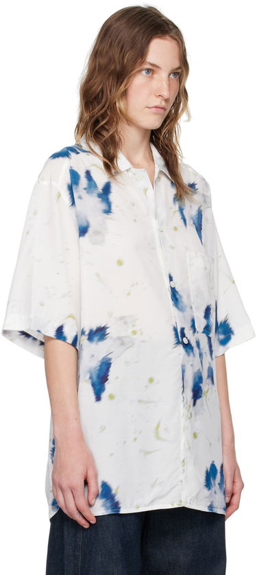Skjorta LEMAIRE LEMAIRE Abstract-Print Short-Sleeve Shirt Vit | SH1101 LF1271, 1