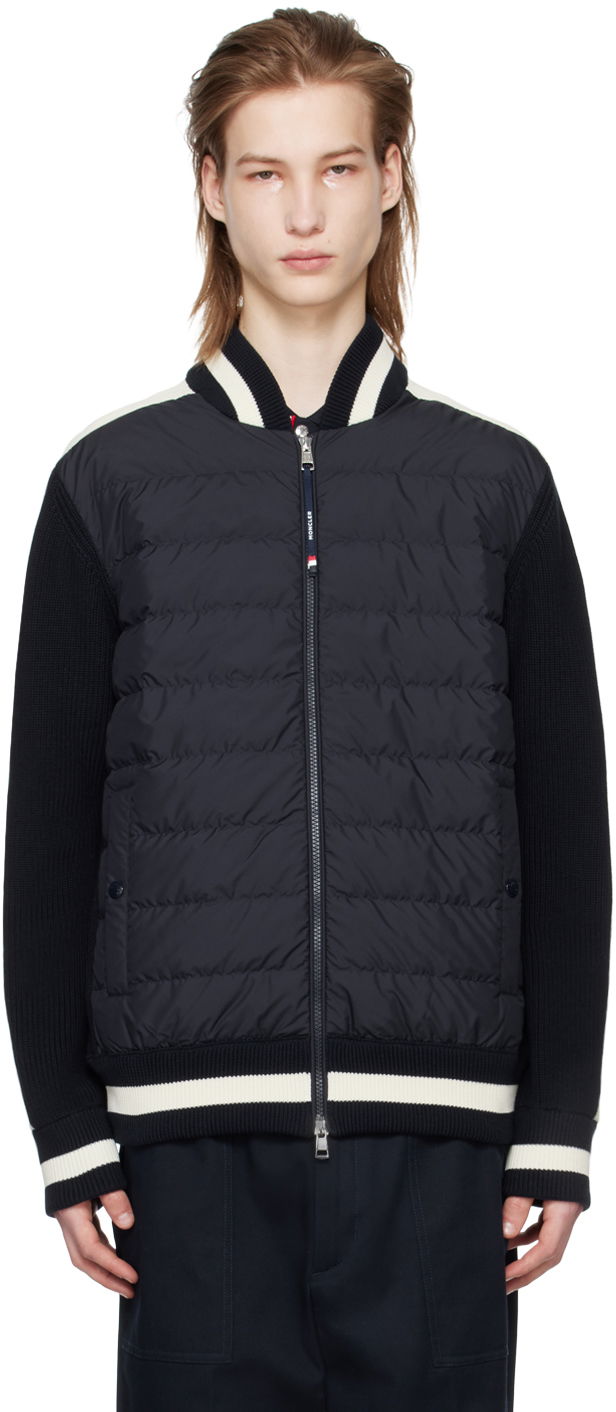 Sweater Moncler Quilted Down Cardigan Mörkblå | J10919B00006M1509