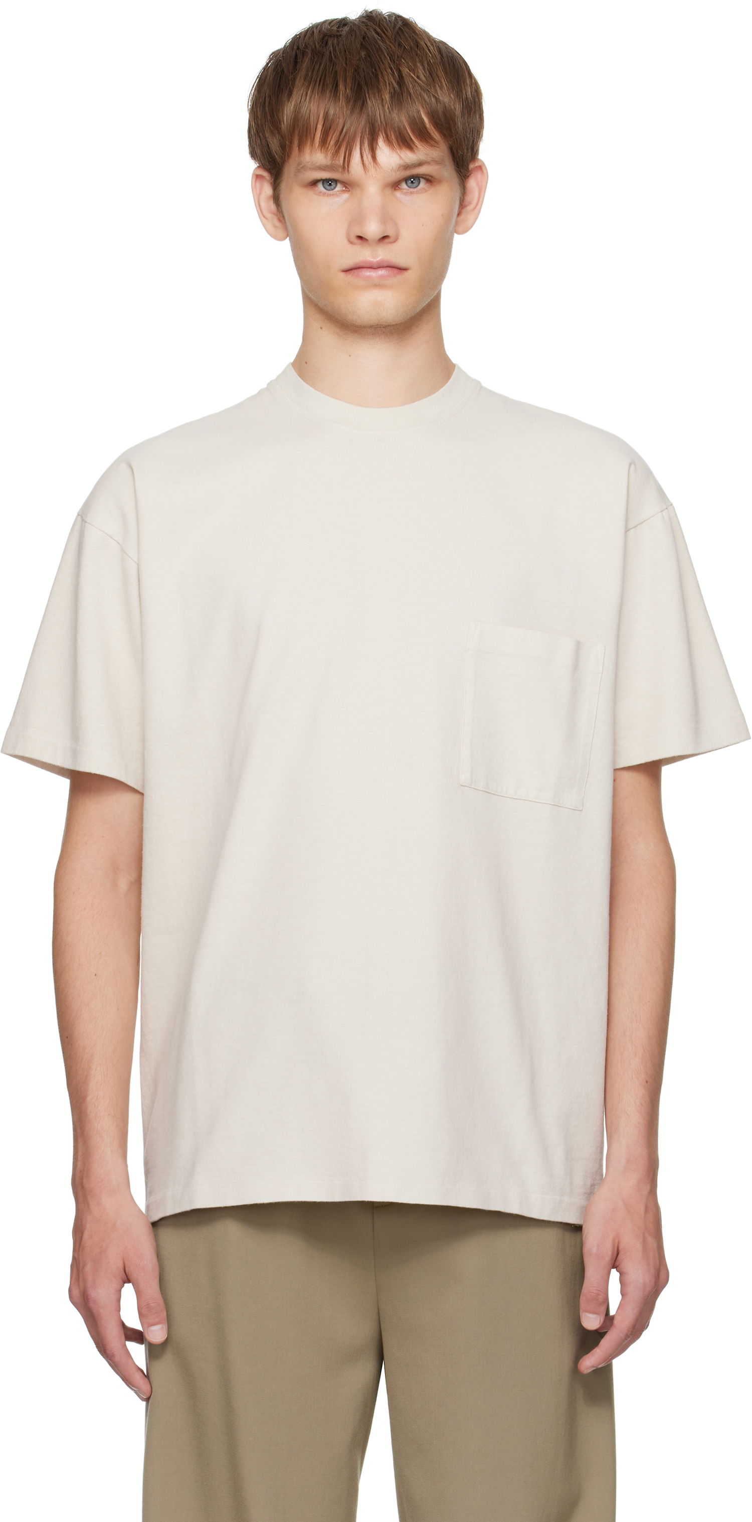 T-shirt The Row The Row Niels Pocket T-Shirt Beige | 1112-K526, 0