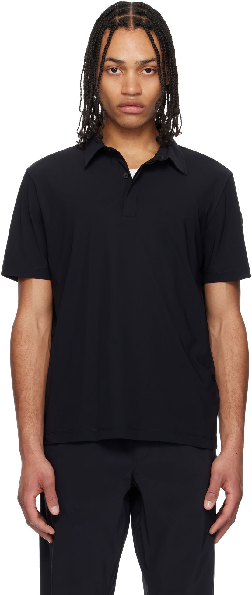 Polotröja Moncler Moncler Black Logo Patch Polo Svart | K10918A00010829JP