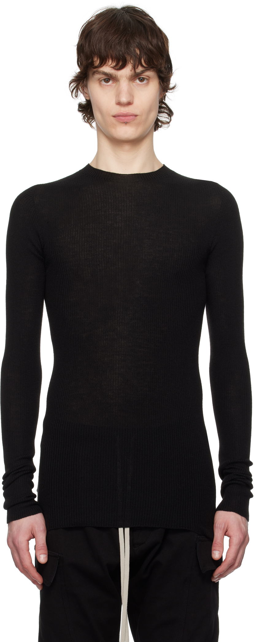 Sweater Rick Owens Rick Owens Hollywood Ribbed Sweater Svart | RU01E5637 RIBM