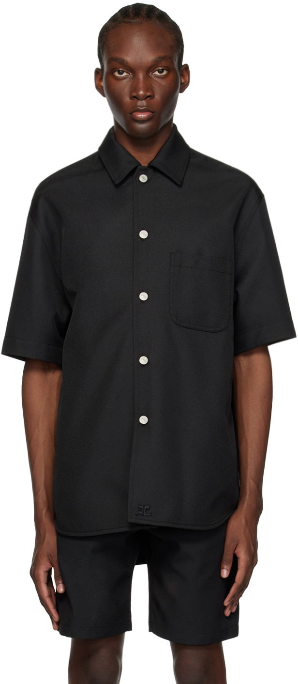 Skjorta Courrèges Short Sleeve Button-Up Shirt Svart | 123CCH023PL0056